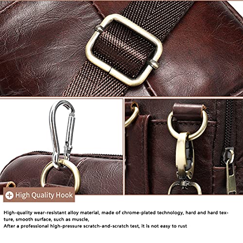 Cell Phone Shoulder Bag Leather Men, Waterproof Phone Waist Bag Messenger Bag Crossbody Purse with Belt Loop Wallet Case - color: Coffee