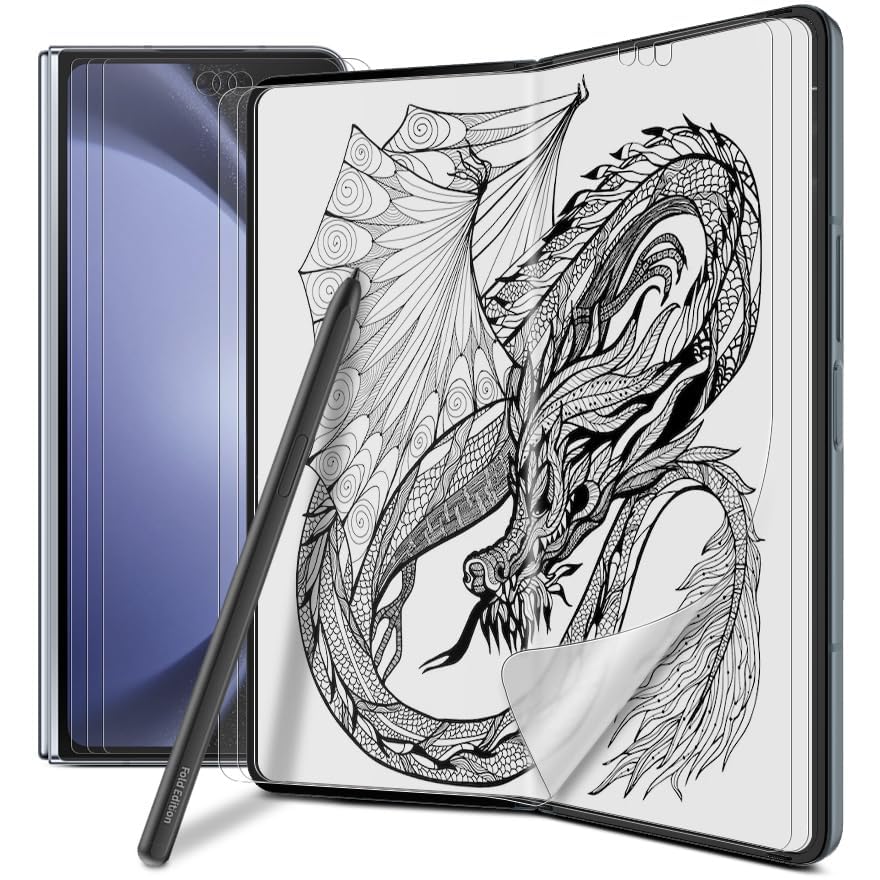 [3+3] for Samsung Galaxy Z Fold 5, Paperfeel Anti-Glare Matte Screen Protector, 3 Pack Inside Paperfeel Film + 3 Pack Front Anti-Glare Matte Film, Anti-Fingerprint, Self-Healing, Bubble Free Easy Installation with Alignment Applicator - size: Galaxy Z Fol