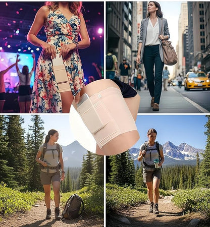 Thigh Phone Purse: 2 PCS Garter Wallet with Pockets for Phone and Credit Card, Women's Anti-Slip Thigh Pouch,Thigh Bands
