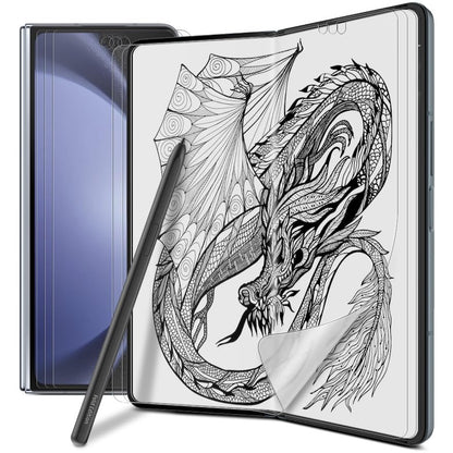 [3+3] for Samsung Galaxy Z Fold 3, Paperfeel Anti-Glare Matte Screen Protector, 3 Pack Inside Paperfeel Film + 3 Pack Front Anti-Glare Matte Film, Anti-Fingerprint, Self-Healing, Bubble Free Easy Installation with Alignment Applicator - size: Galaxy Z Fol